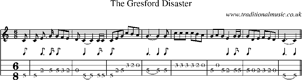 Mandolin Tab and Sheet Music for The Gresford Disaster