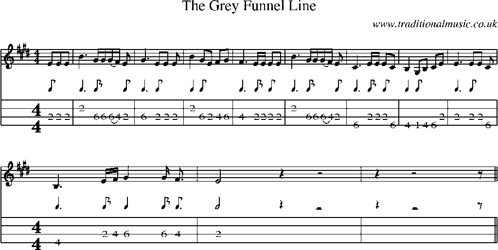 Mandolin Tab and Sheet Music for The Grey Funnel Line