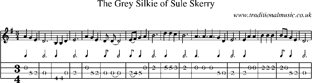 Mandolin Tab and Sheet Music for The Grey Silkie Of Sule Skerry