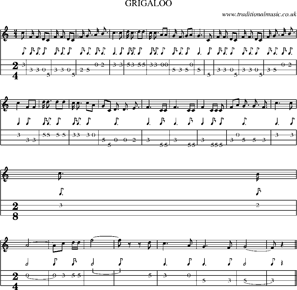 Mandolin Tab and Sheet Music for Grigaloo