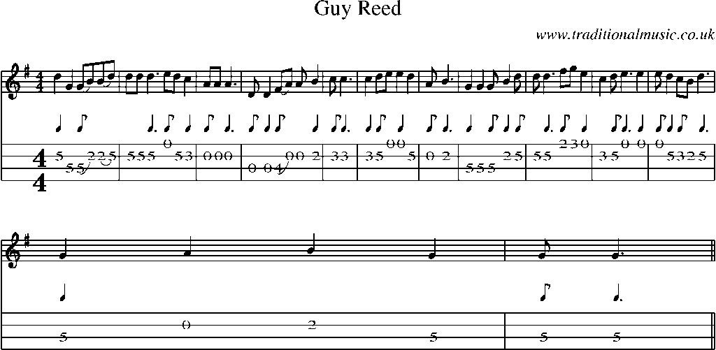 Mandolin Tab and Sheet Music for Guy Reed