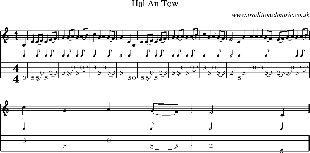 Mandolin Tab and Sheet Music for Hal An Tow