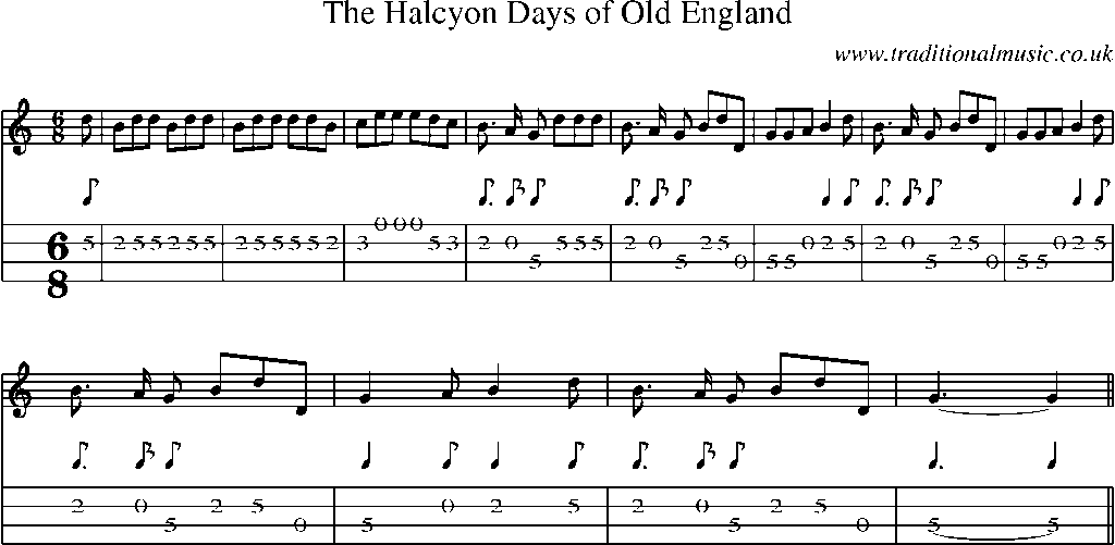 Mandolin Tab and Sheet Music for The Halcyon Days Of Old England