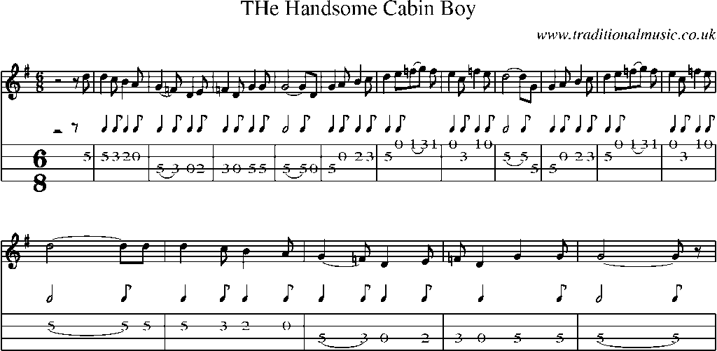 Mandolin Tab and Sheet Music for The Handsome Cabin Boy