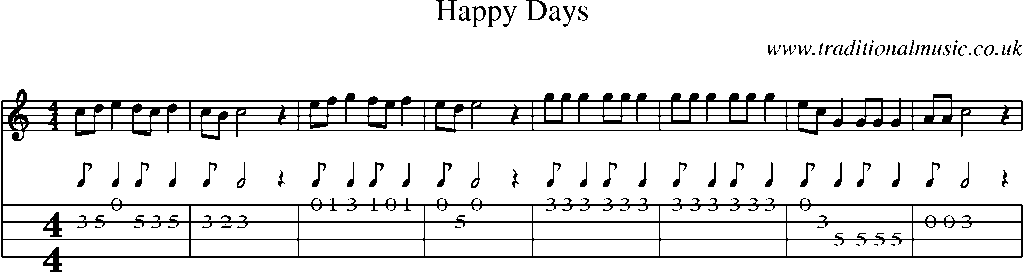 Mandolin Tab and Sheet Music for Happy Days