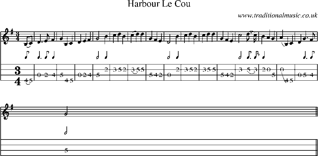 Mandolin Tab and Sheet Music for Harbour Le Cou