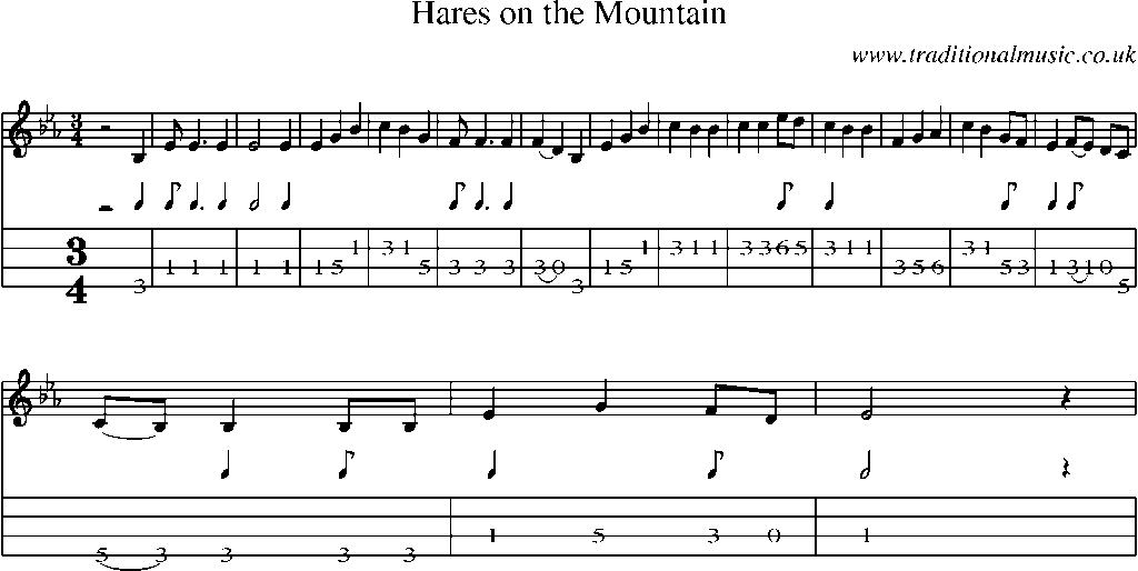 Mandolin Tab and Sheet Music for Hares On The Mountain