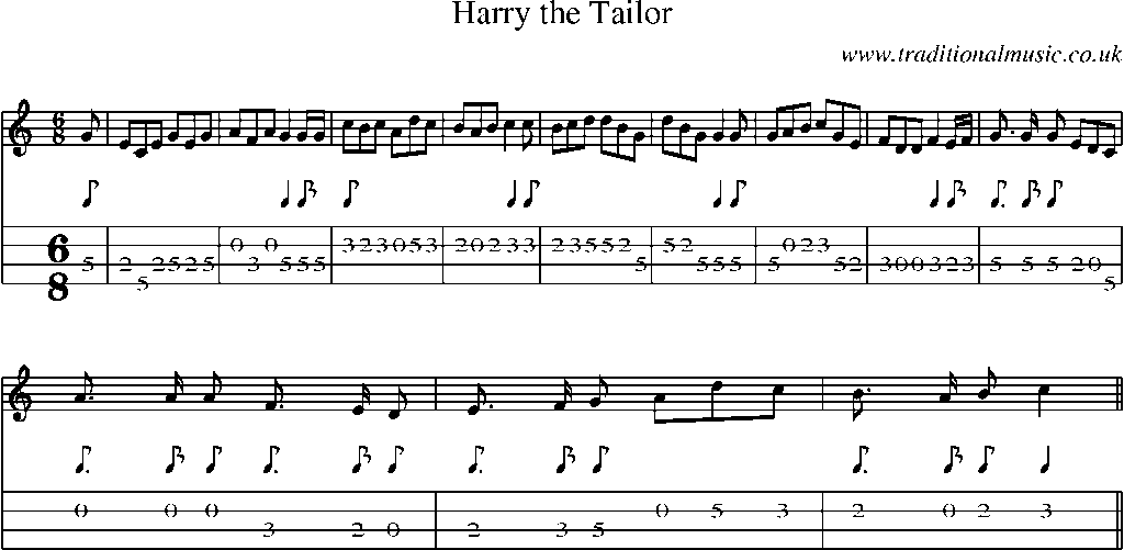 Mandolin Tab and Sheet Music for Harry The Tailor