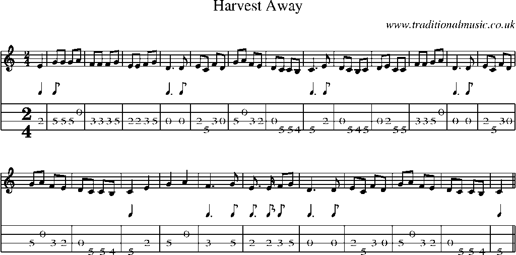 Mandolin Tab and Sheet Music for Harvest Away
