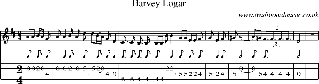 Mandolin Tab and Sheet Music for Harvey Logan
