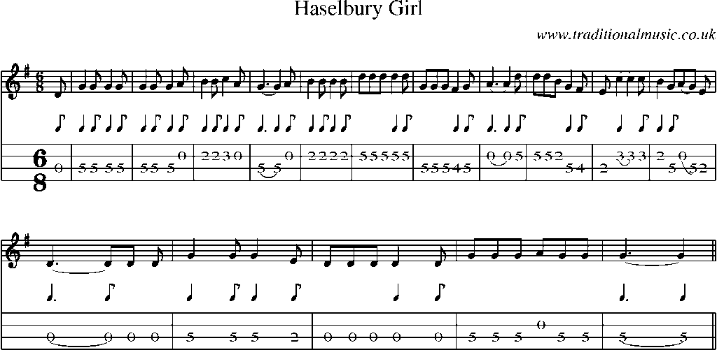 Mandolin Tab and Sheet Music for Haselbury Girl