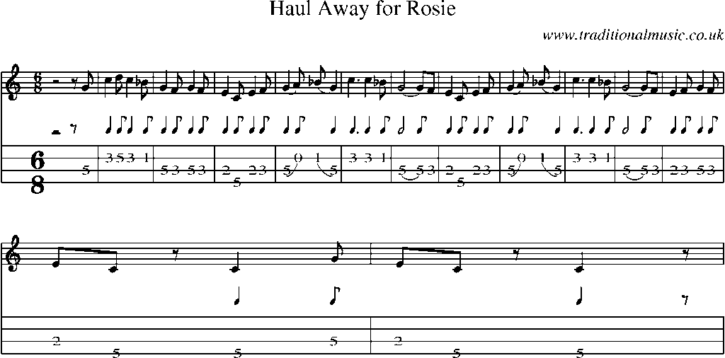 Mandolin Tab and Sheet Music for Haul Away For Rosie