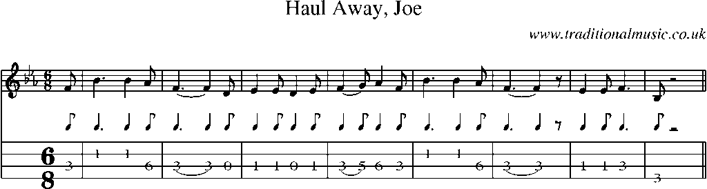 Mandolin Tab and Sheet Music for Haul Away, Joe(1)
