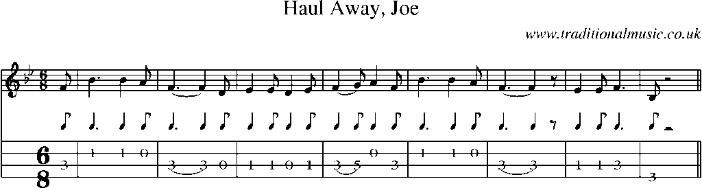 Mandolin Tab and Sheet Music for Haul Away, Joe