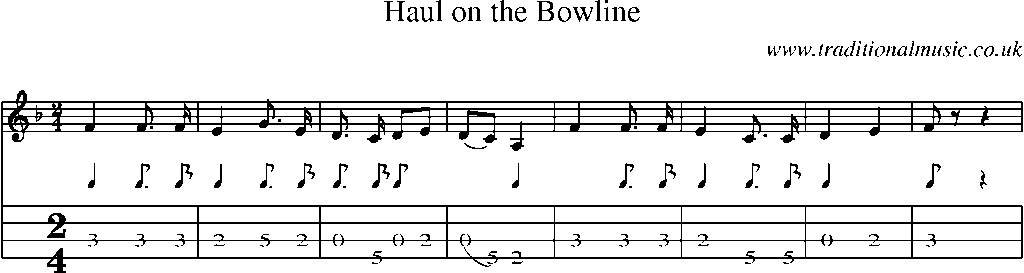 Mandolin Tab and Sheet Music for Haul On The Bowline