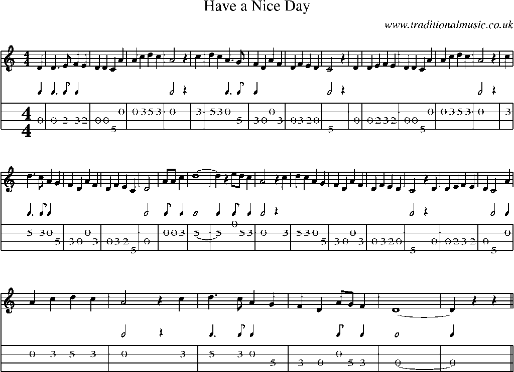 Mandolin Tab and Sheet Music for Have A Nice Day