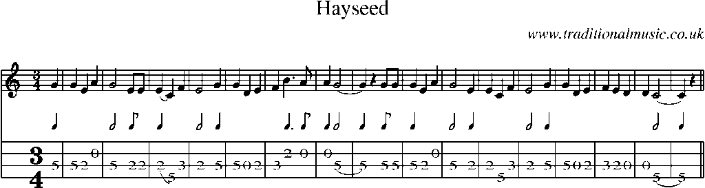 Mandolin Tab and Sheet Music for Hayseed