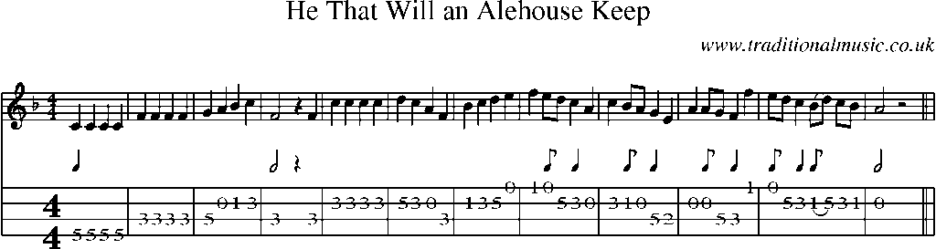 Mandolin Tab and Sheet Music for He That Will An Alehouse Keep