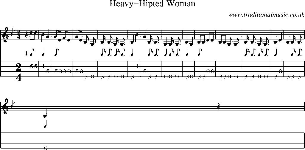 Mandolin Tab and Sheet Music for Heavy-hipted Woman