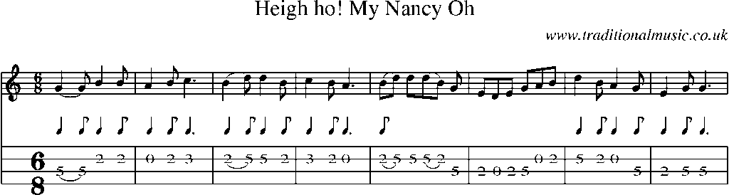 Mandolin Tab and Sheet Music for Heigh Ho! My Nancy Oh