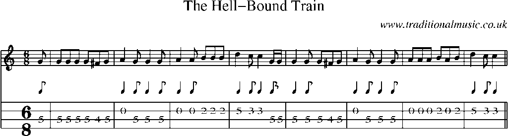 Mandolin Tab and Sheet Music for The Hell-bound Train
