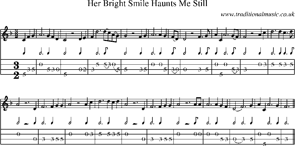 Mandolin Tab and Sheet Music for Her Bright Smile Haunts Me Still(1)