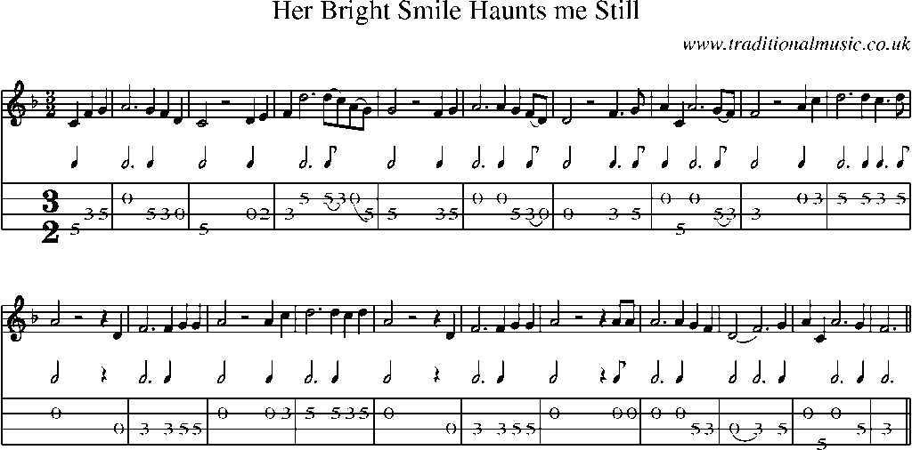Mandolin Tab and Sheet Music for Her Bright Smile Haunts Me Still