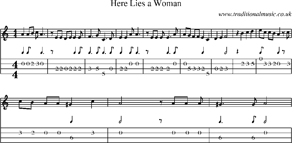 Mandolin Tab and Sheet Music for Here Lies A Woman