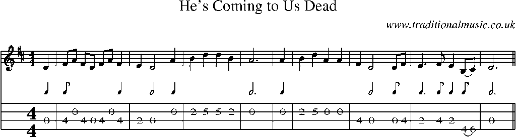 Mandolin Tab and Sheet Music for He's Coming To Us Dead