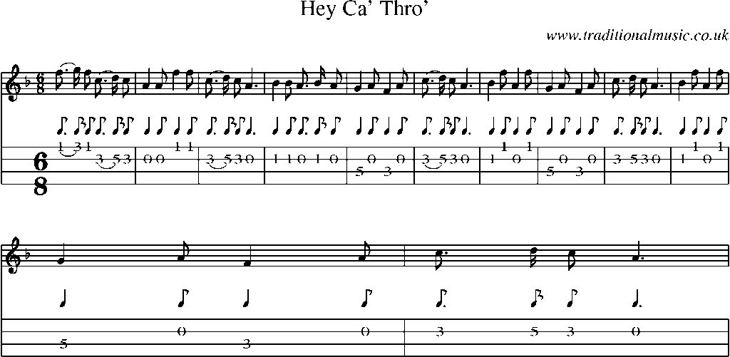 Mandolin Tab and Sheet Music for Hey Ca' Thro'