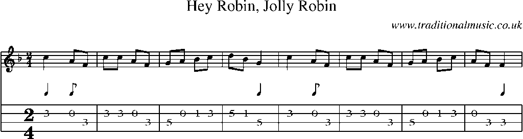 Mandolin Tab and Sheet Music for Hey Robin, Jolly Robin