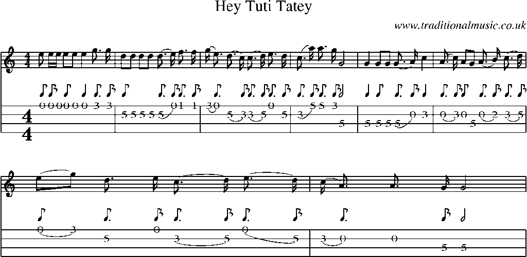 Mandolin Tab and Sheet Music for Hey Tuti Tatey