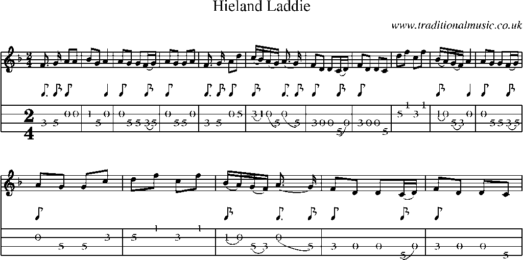 Mandolin Tab and Sheet Music for Hieland Laddie