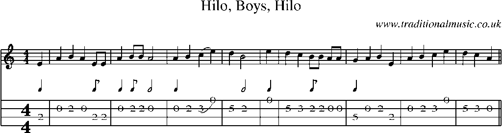 Mandolin Tab and Sheet Music for Hilo, Boys, Hilo