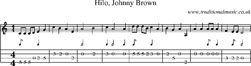 Mandolin Tab and Sheet Music for Hilo, Johnny Brown