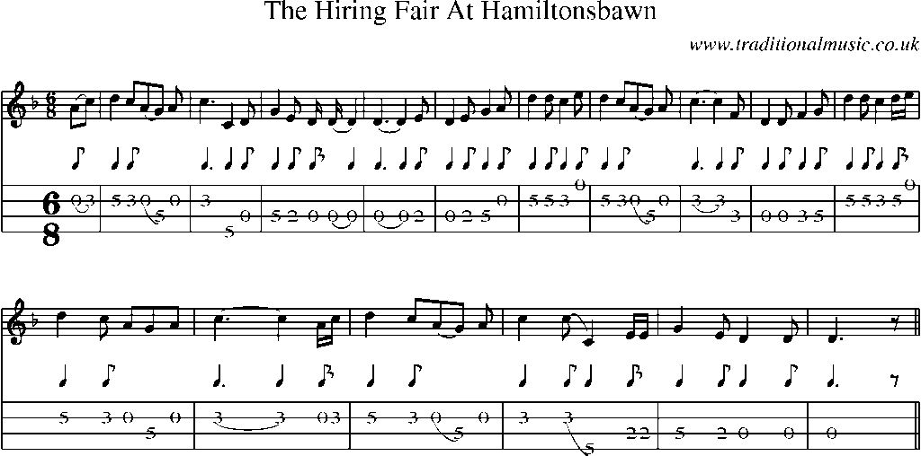 Mandolin Tab and Sheet Music for The Hiring Fair At Hamiltonsbawn