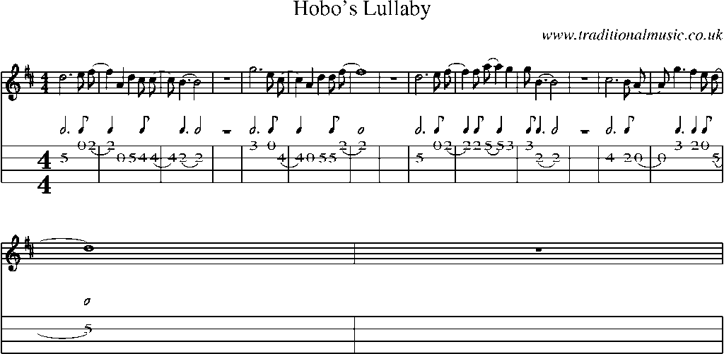 Mandolin Tab and Sheet Music for Hobo's Lullaby