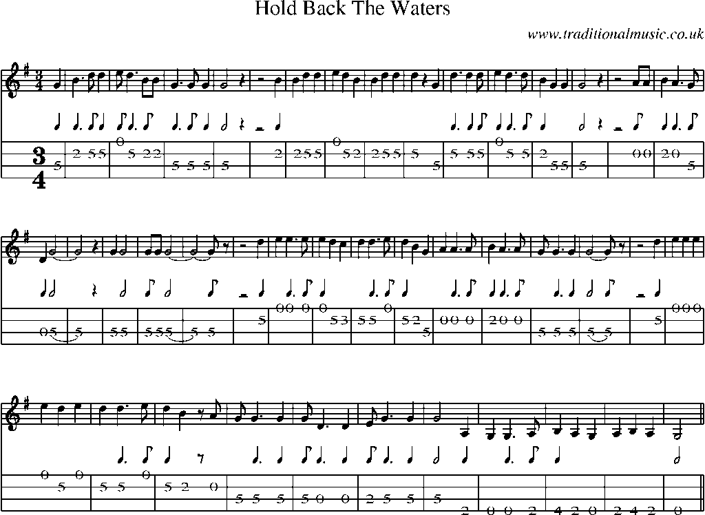 Mandolin Tab and Sheet Music for Hold Back The Waters