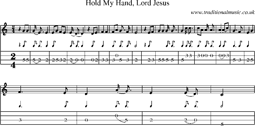 Mandolin Tab and Sheet Music for Hold My Hand, Lord Jesus