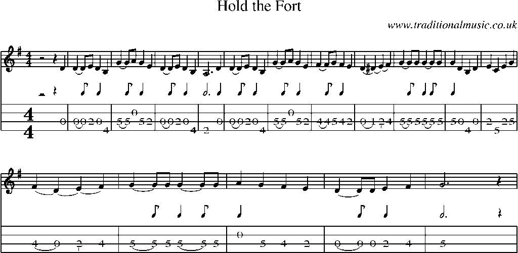 Mandolin Tab and Sheet Music for Hold The Fort