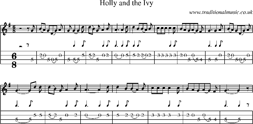 Mandolin Tab and Sheet Music for Holly And The Ivy