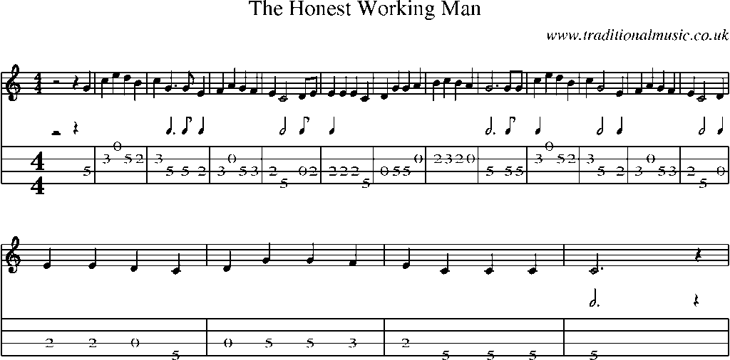 Mandolin Tab and Sheet Music for The Honest Working Man