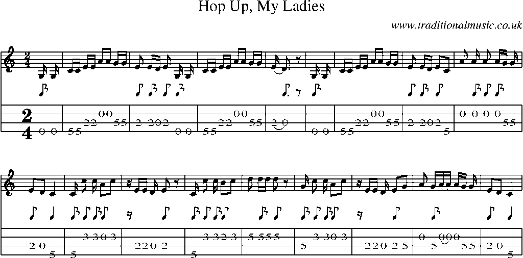 Mandolin Tab and Sheet Music for Hop Up, My Ladies