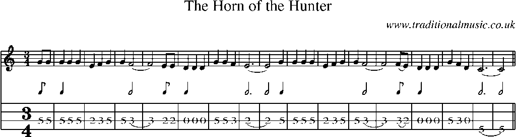 Mandolin Tab and Sheet Music for The Horn Of The Hunter