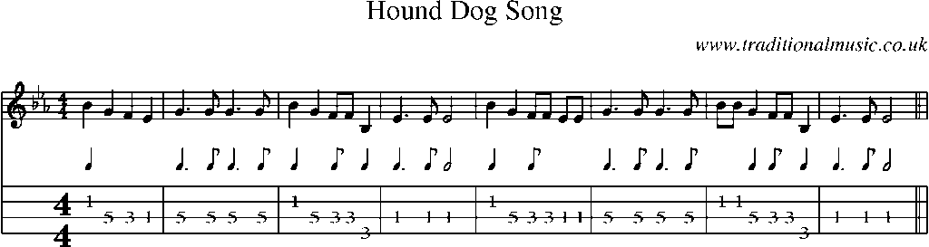 Mandolin Tab and Sheet Music for Hound Dog Song