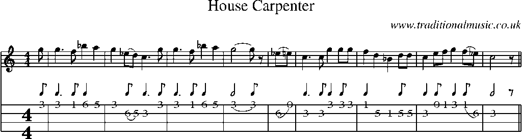 Mandolin Tab and Sheet Music for House Carpenter(1)