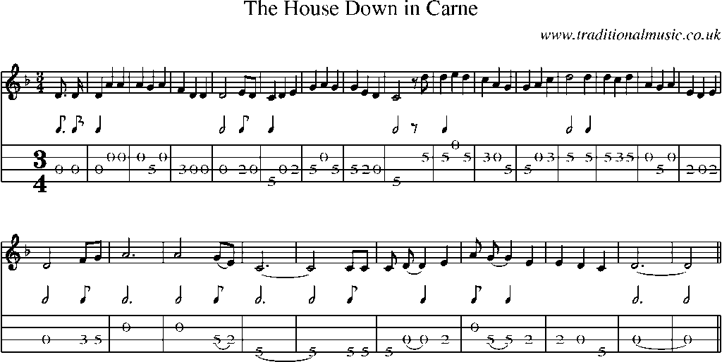 Mandolin Tab and Sheet Music for The House Down In Carne