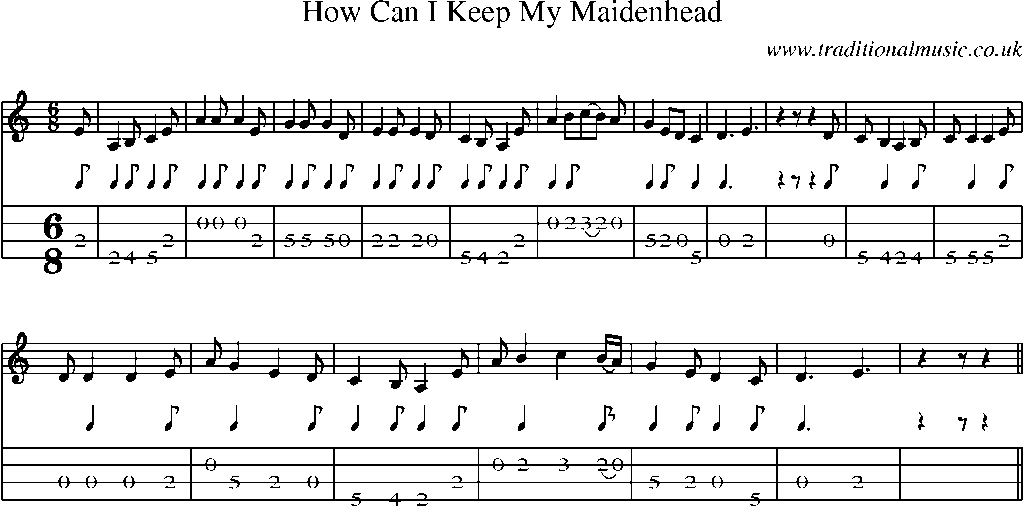 Mandolin Tab and Sheet Music for How Can I Keep My Maidenhead