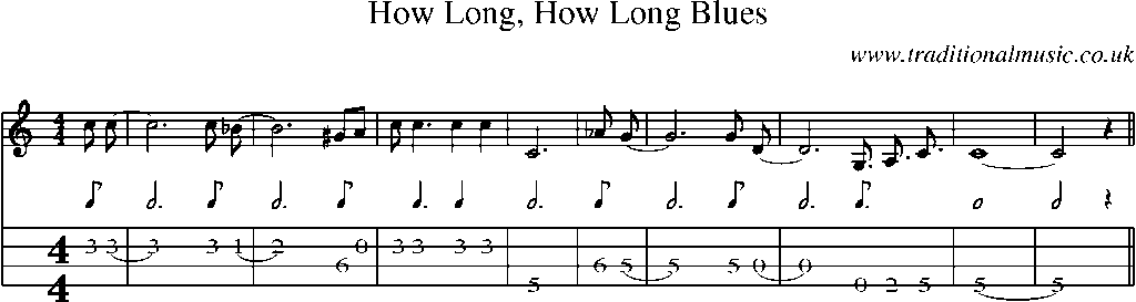 Mandolin Tab and Sheet Music for How Long, How Long Blues