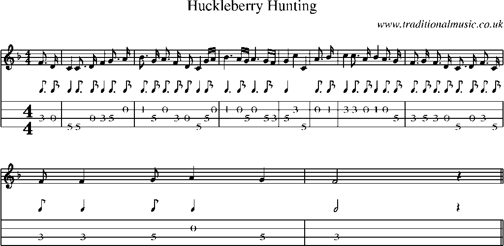 Mandolin Tab and Sheet Music for Huckleberry Hunting